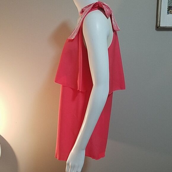 NWT Ginger G. Coral Ruffle One Shoulder Tank (M) - Picture 3 of 5